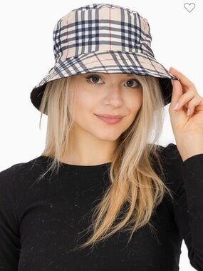 Luxe Designer Plaid and Black Reversible Bucket Hat - Women's Accessory